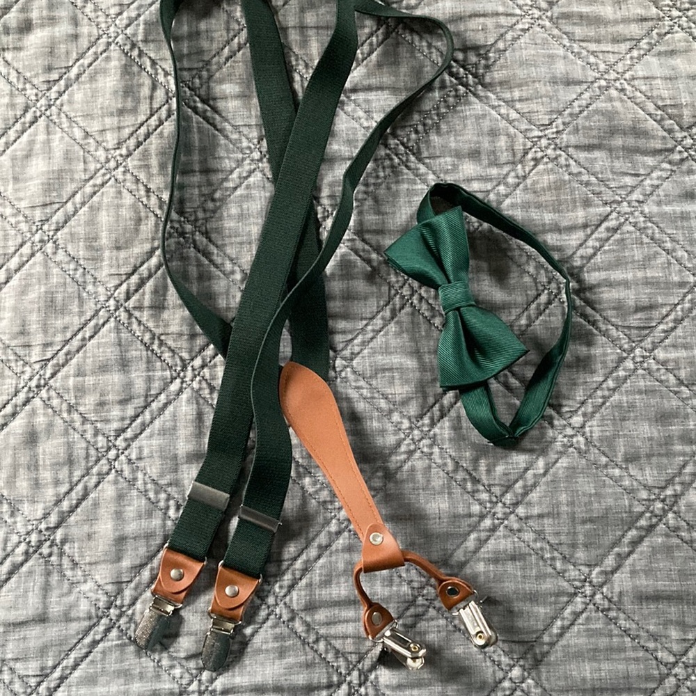 Bow Tie and Suspender Set - Emerald Green